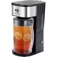 LITIFO Iced Tea Maker and Iced Coffee Maker Brewing System with 2-quart Pitcher, sliding strength selector for Taste Customization, Stainless Steel Decoration (Black)