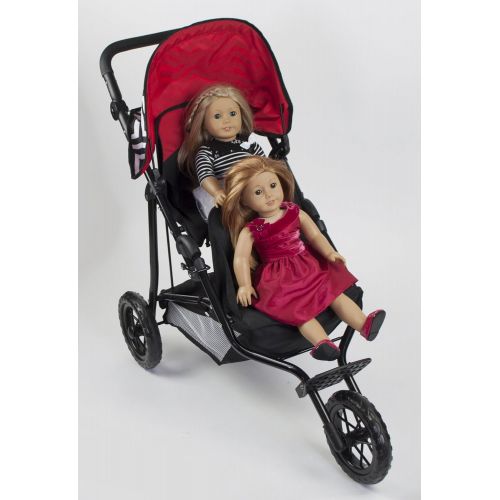  Little rose Deluxe Double Jogger Doll Twin Stroller Adjustable Handle High Quality Performance