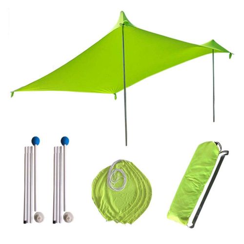  LIUFENGLONG Beach Tent Family Beach Sunshade - Sun Shade Canopy | UPF50 UV Protection 4 Sandbag Anchors | Large & Portable Shelter Tarp Portable Folding Multi-purpose Tent ( Color : Green , Si