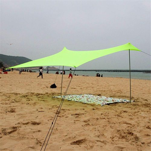  LIUFENGLONG Beach Tent Family Beach Sunshade - Sun Shade Canopy | UPF50 UV Protection 4 Sandbag Anchors | Large & Portable Shelter Tarp Portable Folding Multi-purpose Tent ( Color : Green , Si