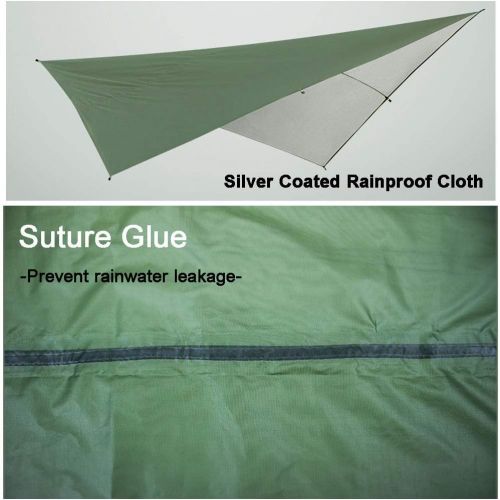  LIUFS Waterproof Tent Tarp，9.5ft9.5ft Lightweight Durable Camping Tent Tarp Shelter Mat Portable Multifunctional Tent Shelter for 3-4 People，Green