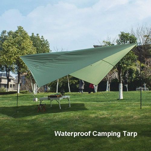  LIUFS Waterproof Tent Tarp，9.5ft9.5ft Lightweight Durable Camping Tent Tarp Shelter Mat Portable Multifunctional Tent Shelter for 3-4 People，Green