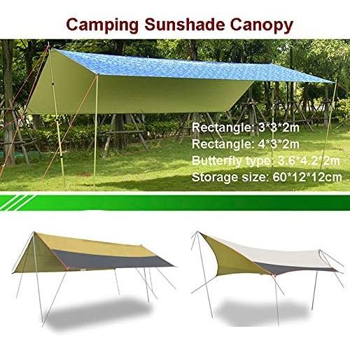 LIUFS Camping Tarp, Rainproof Waterproof Camping Tent Tarps 2 Shapes Lightweight Durable Portable Multifunctional Tent Shelter for Camping Outdoor Travel