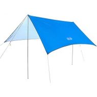 LIUFS 2 Pcs Waterproof Camping Tarp, Portable Lightweight Hammock Rain Fly Camping Tarp for 5-8 People Multifunctional Sun Shelter Mat for Camping Hiking Backpacking, Sapphire Blue