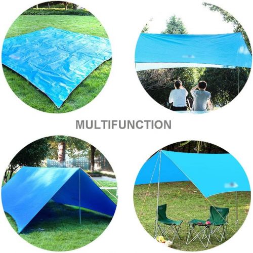  LIUFS 2 Pcs Waterproof Camping Tarp, Portable Lightweight Hammock Rain Fly Camping Tarp for 5-8 People Multifunctional Sun Shelter Mat for Camping Hiking Backpacking, Sapphire Blue