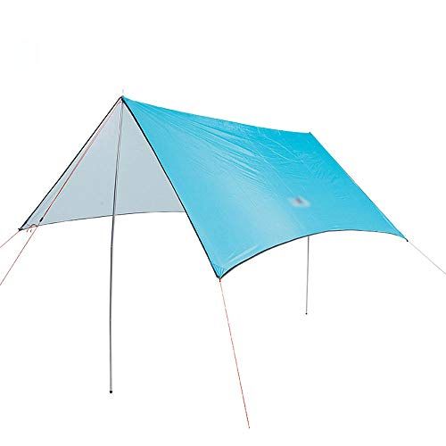  LIUFS 2 Pcs Waterproof Camping Tarp, Portable Lightweight Hammock Rain Fly Camping Tarp for 5-8 People Multifunctional Sun Shelter Mat for Camping Hiking Backpacking, Sky Blue