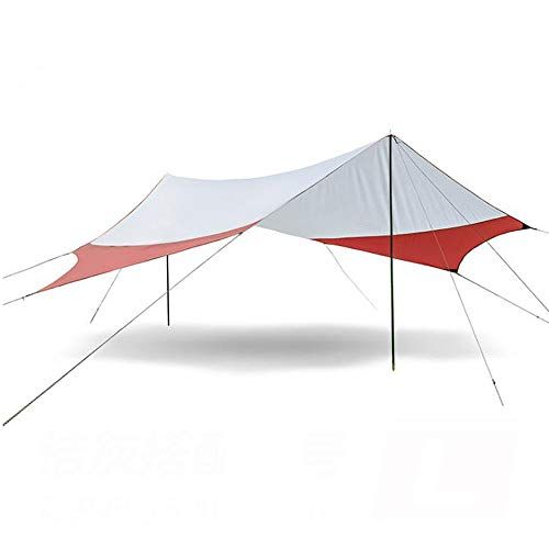  LIUFS Hammock Rain Fly Tent Tarp，6 Corner Lightweight Waterproof Camping Tarp for Camping Outdoor Travel 1311ft,1715ft Multifunctional Tent Tarp, with Storage Bag