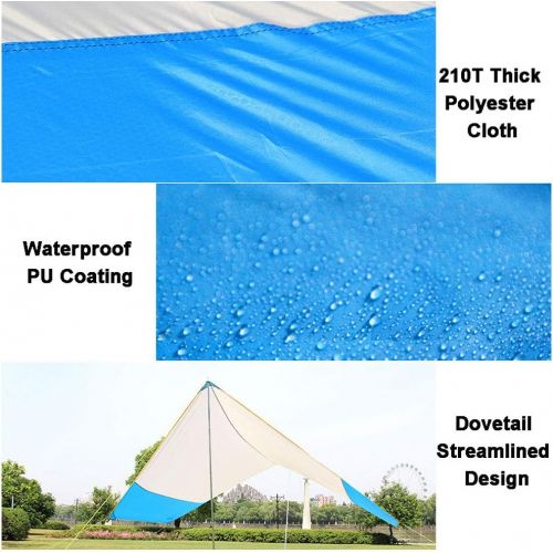  LIUFS Waterproof Camping Tarp - UV Protection and PU 2000mm Waterproof 15.26ft x 13.12ft x 6.72ft Sun Shelter Mat for 4-8 People Tent Tarp