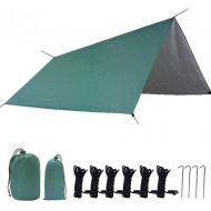 LIUFS Waterproof Camping Tarp, Portable Lightweight Hammock Rain Fly Camping Tarp for 3-4 People Multifunctional Sun Shelter Mat for Camping Hiking Backpacking