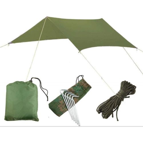  LIUFS Camping Tarp Shelter, Lightweight and Waterproof Rain Fly Tent Large Tarp with with Carry Bag for Hiking Fishing Picnic, Green