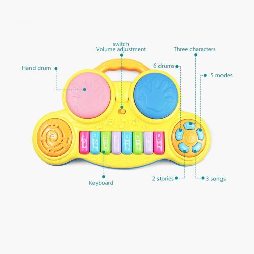  LIUFS-Piano Keyboard Player Drum Beginner Small Piano Girl Early Education Puzzle Childrens Toys (color : Yellow)