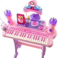 LIUFS-Piano Childrens Keyboard Piano Toy Piano With Microphone Birthday Gift Beginner Building Blocks Piano Pink (Color : Pink)