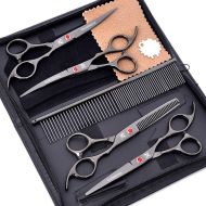 LIUWEINN 6.0 inch Black pet Scissors, Electroplating 4 Packs, pet Grooming Scissors, Straight Shears Scissors and Shears Set