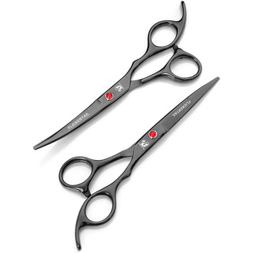  LIUWEINN 6.0 inch Black pet Scissors, Electroplating 4 Packs, pet Grooming Scissors, Straight Shears Scissors and Shears Set