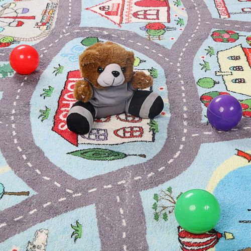  [아마존베스트]LIVEBOX Play Mat, Faux Wool Kids Road Traffic Area Rugs 3 x 5 Non-Slip Childrens Crawling Carpet Colorful Educational & Fun Throw Rug for Living Room Bedroom Playroom Nursery Decor