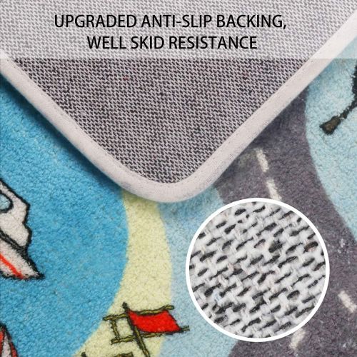  [아마존베스트]LIVEBOX Play Mat, Faux Wool Kids Road Traffic Area Rugs 3 x 5 Non-Slip Childrens Crawling Carpet Colorful Educational & Fun Throw Rug for Living Room Bedroom Playroom Nursery Decor