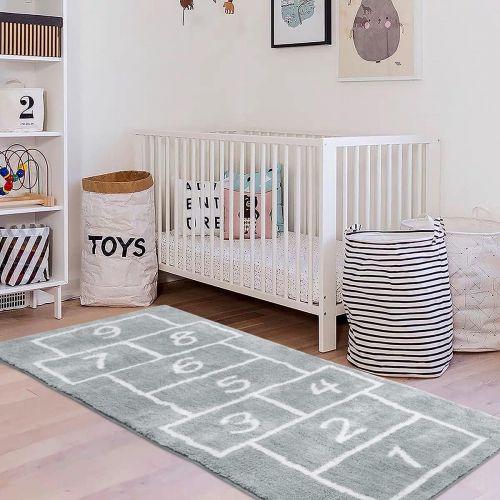  [아마존베스트]LIVEBOX Kids Play Mat,Hopscotch Area Rug Runner 2 x 5 Soft Plush Playroom Carpet Non-Slip Childrens Numbers Educational & Fun Throw Rugs for Bedroom Nursery Decor Best Shower Gift