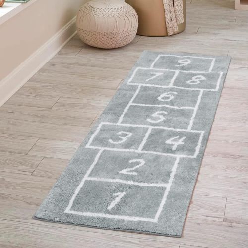  [아마존베스트]LIVEBOX Kids Play Mat,Hopscotch Area Rug Runner 2 x 5 Soft Plush Playroom Carpet Non-Slip Childrens Numbers Educational & Fun Throw Rugs for Bedroom Nursery Decor Best Shower Gift