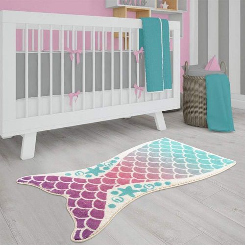  [아마존베스트]LIVEBOX Kids Play Rug, Mermaid Nursery Area Rug 20 x 35 Inch Personalized Bath Rug Velvet Non-Slip Childrens Carpet Throw Rug for Living Room Bathroom Playroom Decor Best Shower Gi