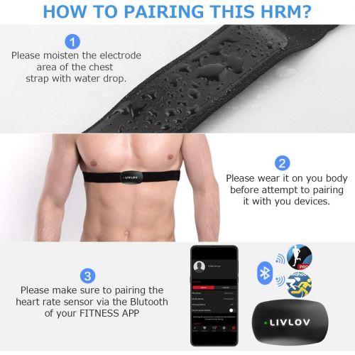  LIVLOV V3 Heart Rate Monitor Replacement Chest Strap, Adjustable Heart Rate Monitor Soft Chest Band Compatible with LIVLOV Wahoo Polar Garmin Powrlabs Moofit Fitcent CooSpo HRM