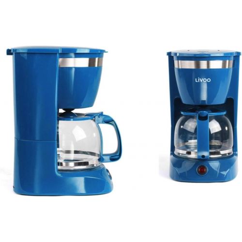  LIVOO Kaffeemaschine Blau mit Glaskanne fuer 12 Tassen Warmhaltefunktion (Kaffeeautomat, Kaffeeloeffel, Automatische Abschaltung, Wasserstandsanzeige)