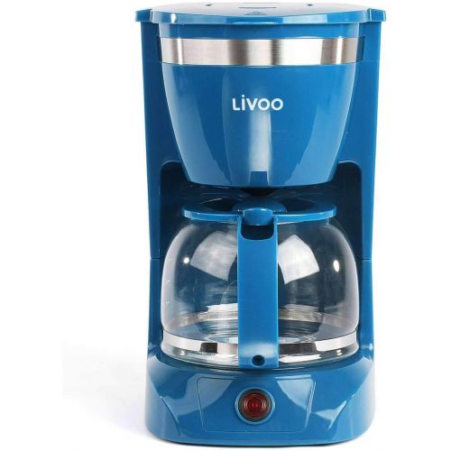  LIVOO Kaffeemaschine Blau mit Glaskanne fuer 12 Tassen Warmhaltefunktion (Kaffeeautomat, Kaffeeloeffel, Automatische Abschaltung, Wasserstandsanzeige)