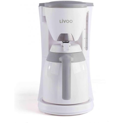  LIVOO Kaffeemaschine mit Thermoskanne Weiss fuer 12 Tassen Isolierkanne (Kaffeeautomat, Filterkaffee, Automatische Abschaltung, Wasserstandsanzeige)