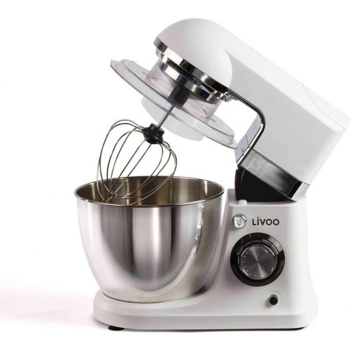  LIVOO Kuechenmaschine Multifunktional mit Fleischwolf Elektrisch Ruehrmaschine Standmixer (Knetmaschine, 8 Geschwindigkeiten, Schneebesen, Knethaken, mit Schuessel Edelstahl 4 Liter)