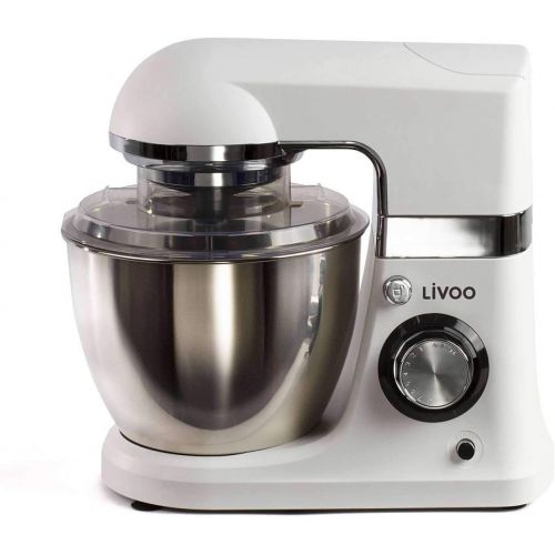  LIVOO Kuechenmaschine Multifunktional mit Fleischwolf Elektrisch Ruehrmaschine Standmixer (Knetmaschine, 8 Geschwindigkeiten, Schneebesen, Knethaken, mit Schuessel Edelstahl 4 Liter)