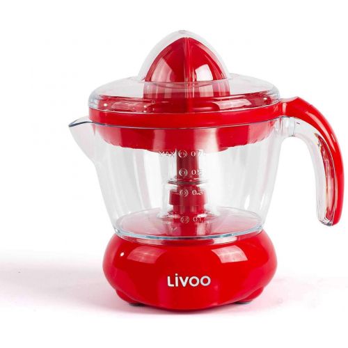  LIVOO Saftpresse Elektrisch 700 ml Obstpresse Entsafter Zitruspresse mit Ausgiesser (Fruchtpresse, Orangensaft, Zitronensaft, 2 Presskegel, Rot)