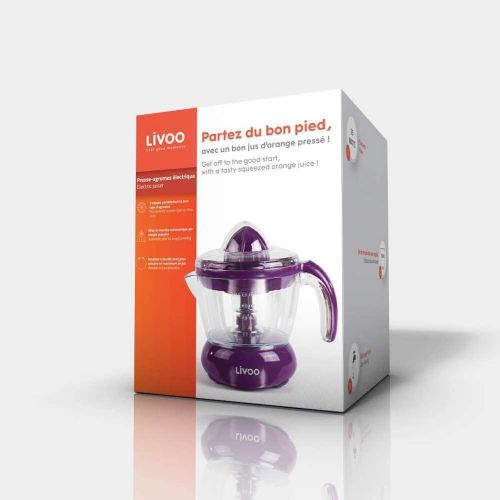  LIVOO Saftpresse Elektrisch 700 ml Obstpresse Entsafter Zitruspresse mit Ausgiesser (Fruchtpresse, Orangensaft, Zitronensaft, 2 Presskegel, violett)