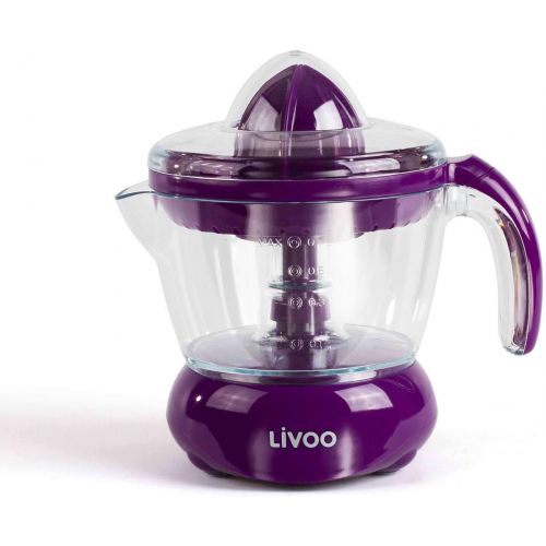  LIVOO Saftpresse Elektrisch 700 ml Obstpresse Entsafter Zitruspresse mit Ausgiesser (Fruchtpresse, Orangensaft, Zitronensaft, 2 Presskegel, violett)