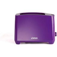 LIVOO Toaster Lila mit Kruemelschublade Regelbarer Thermostat (Manuelle Abschaltung, 750 Watt, 2 Toastschlitze)