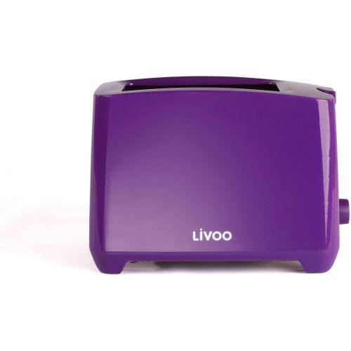  LIVOO Toaster Lila mit Kruemelschublade Regelbarer Thermostat (Manuelle Abschaltung, 750 Watt, 2 Toastschlitze)