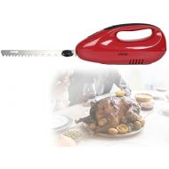 [아마존베스트]DomoClip Electric Bread Knife Stainless Steel Blade Electric Trimmer Electric Blade (150Watt, EJECT BUTTON WITH SOFT TOUCH HANDLE, Dishwasher Safe, Red)