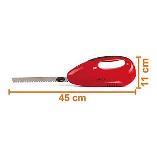  [아마존베스트]DomoClip Electric Bread Knife Stainless Steel Blade Electric Trimmer Electric Blade (150Watt, EJECT BUTTON WITH SOFT TOUCH HANDLE, Dishwasher Safe, Red)