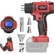 Cordless Heat Gun for Milwaukee m18 Battery, LIVOWALNY 18V 350W 122℉~1202℉ (50℃-550℃) Variable Temperature Control Hot Air Gun with LCD Digital Display for Shrink Tubing, Crafts (No Battery)