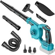 Leaf Blower Cordless for Makita 18V Battery, LIVOWALNY 120CFM 230MPH 2-in-1 Electric Leaf Blowers & Vacuum with 3 Speed Mode for Cleaning Patio, Yard, Sidewalk, Snow, Lawn Care