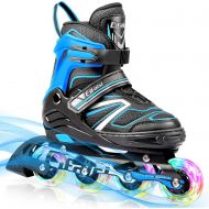 LIWAKA Inline Skates for Kids and Adults, Adjustable Roller Skates Blades for Adult Women Men Girls Boys with Light Up Wheels, Perfect for Indoor Outdoor Backyard Skating
