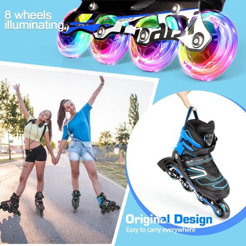  LIWAKA Inline Skates for Kids and Adults, Adjustable Roller Skates Blades for Adult Women Men Girls Boys with Light Up Wheels, Perfect for Indoor Outdoor Backyard Skating