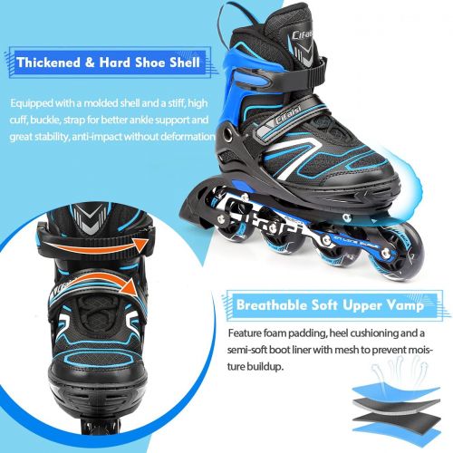  LIWAKA Inline Skates for Kids and Adults, Adjustable Roller Skates Blades for Adult Women Men Girls Boys with Light Up Wheels, Perfect for Indoor Outdoor Backyard Skating