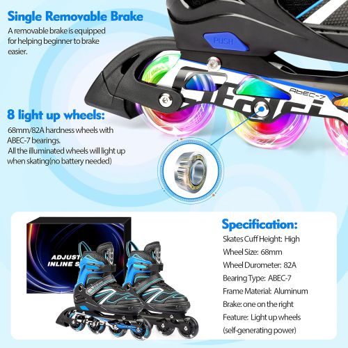  LIWAKA Inline Skates for Kids and Adults, Adjustable Roller Skates Blades for Adult Women Men Girls Boys with Light Up Wheels, Perfect for Indoor Outdoor Backyard Skating