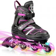LIWAKA Inline Skates for Kids and Adults, Adjustable Roller Skates Blades for Adult Women Men Girls Boys with Light Up Wheels, Perfect for Indoor Outdoor Backyard Skating