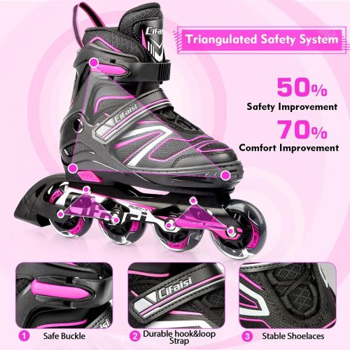  LIWAKA Inline Skates for Kids and Adults, Adjustable Roller Skates Blades for Adult Women Men Girls Boys with Light Up Wheels, Perfect for Indoor Outdoor Backyard Skating