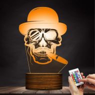 LIX-XYD Novelty Lamp, 3D Night Light Sign Cigar Smoking Skull Halloween Mood Light Decoration Skeleton Smoke LED Night Light Ambient Light