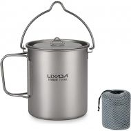 Lixada Titanium Water Mug Cup with Lid and Foldable Handle Ultralight 750ml Titanium Pot Portable Outdoor Camping Cooking Picnic