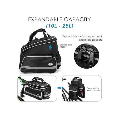  LIXADA Bike Trunk Bag Waterproof Bicycle Rack Rear Carrier Bag 25L Bicycle Commuter Bag Bike Rack Bag Pannier Bag Shoulder Bag with Rain Cover