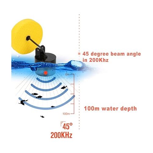  Lixada Portable Fish Depth Finder Fishing Finder Wired Fishing Sonar Sensor Fishing Alarm for Fish Depth Detection