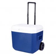 LIYANBWX Mini Fridge Cooler & Warmer Hot or Cold Cool Box with 4 Cup Holders and Retractable Handles Blue 52 Litre Capacity - Ideal for Home Bedrooms Offices Camping Car