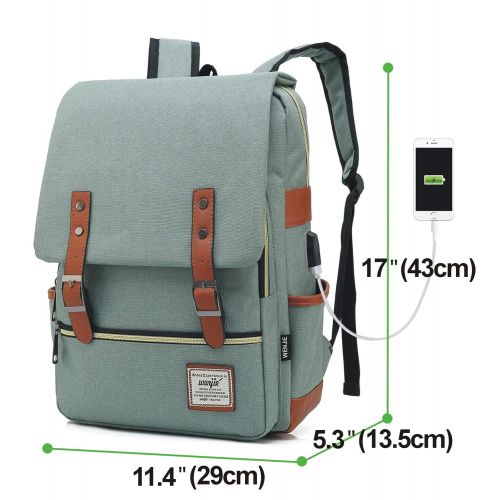  LIZAIDA MENENDEZ Fashion Trend Backpack For Teen Girls Boys,LIQING Preppy Style Unisex Waterproof Oxford School Backpack Student Daypack Rucksack College School Bag Laptop Backpack (Light green USB